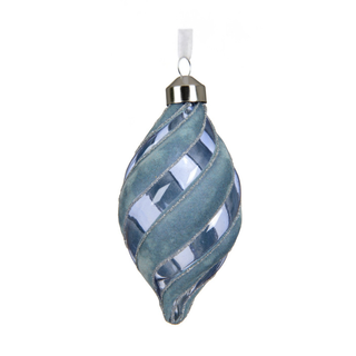 Sky Blue Transparent with Flocked Swirl Stripes Finial