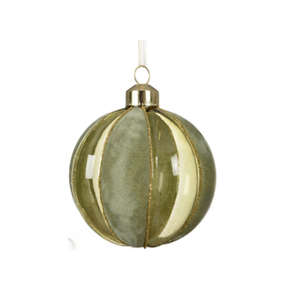 Pistachio Flocked Vertical Stripe Bauble
