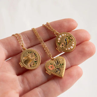 Swallow Heart Locket Chain Necklace
