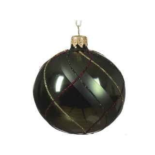 Gloss Green with Glitter and Matt Swirls Bauble