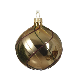 Gloss Gold with Glitter and Matt Swirls Bauble
