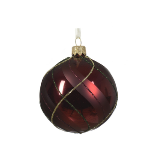 Gloss Oxblood with Glitter and Matt Swirls Bauble