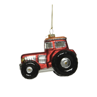 Red Tractor Shaped Tree Decoration