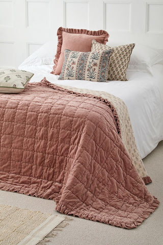 Matilda Velvet Ruffle Bedspread Rosewood