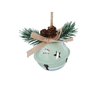 Sage Metal Bell with Pinecones Tree Decoration