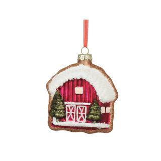 Snow Topped Barn Cookie Style Tree Decoration
