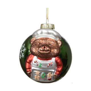 Gloss Green with Red Baker Bear Bauble