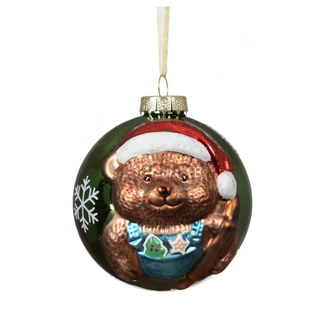 Glosss Green with Blue Baker Bear Bauble