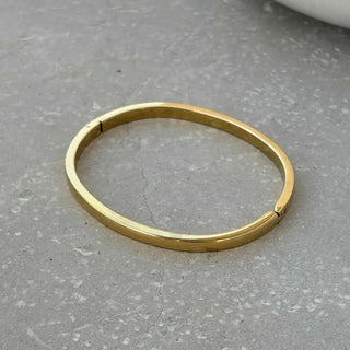 Tarnish Resistant Gold Smooth Hinged Bangle
