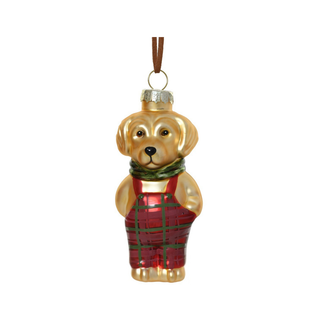 Golden Retreiver in Dungarees Tree Decoration
