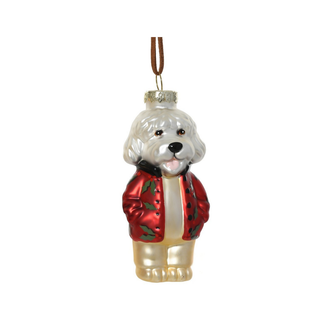White Cockapoo in Coat Tree Decoration