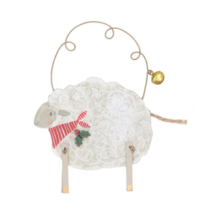 Sheep with Strip Neck Scarf Resin Decoration