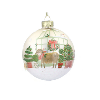 Matt Highland Cow with Greenhouse Glass Bauble