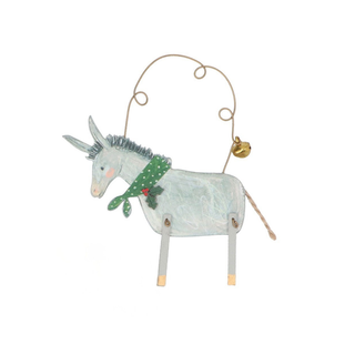 Donkey with Scarf Wooden Tree Decoration 9cm