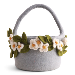 Felt Basket with Anemones Light Blue