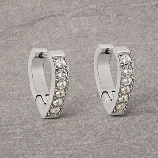 Tarnish Resistant Silver Heart Shaped Zirconia Huggies