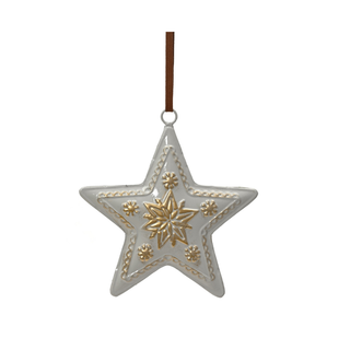 White Star Embossed Tree Decoration