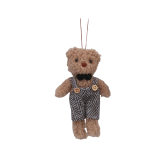 Natural Mr Bear in Dungarees Tree Decoration