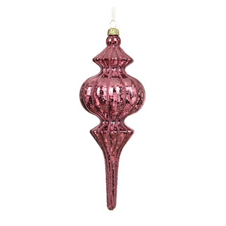 Gloss Rose Crackle Elongated Onion Bauble