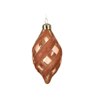 Pecan Flocked Swirl Stripe Finial