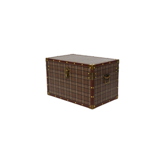 Tartan Leather Storage Trunk Medium