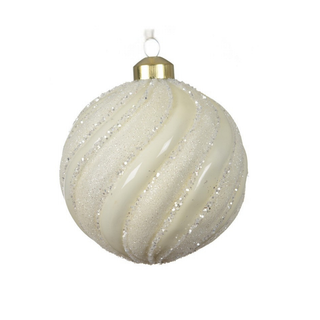 White Swirl Glitter Bauble