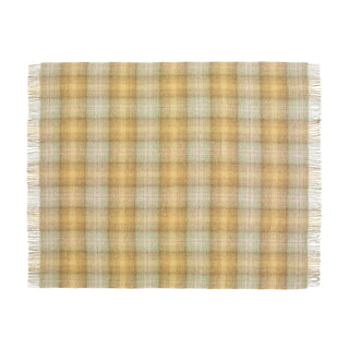 Ombre Plaid British Wool Throw Buttercup & Sage