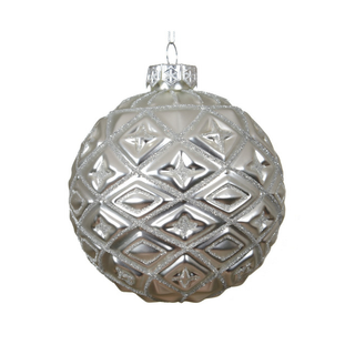 Matt Silver Diamond Glass Bauble