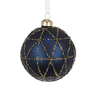 Glass Kyla Blue Bauble 10cm