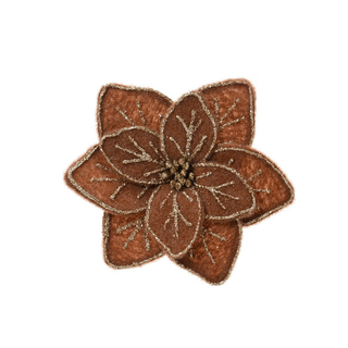 Caramel Brown Christmas Flower on Clip