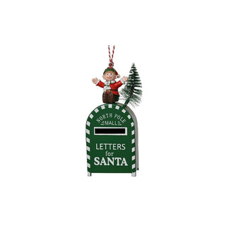 Green Mailbox with Elf Tree Decoration