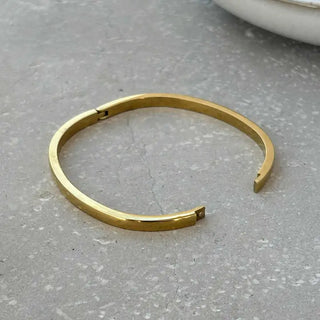 Tarnish Resistant Gold Smooth Hinged Bangle