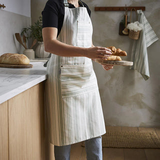 Sage Stripe Cotton Apron