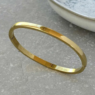 Tarnish Resistant Gold Smooth Hinged Bangle