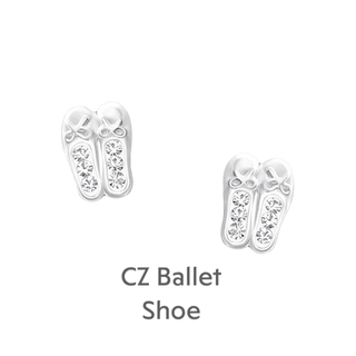 Blue Ballerina Sterling Silver Ballet Shoe Stud Boxed Earrings
