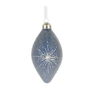 Blue Frosted with Silver Glitter Starburst Finial