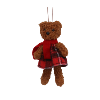 Brown Mrs Bear in Dress Tree Decoration