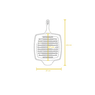 Pre-Seasoned Cast Iron Square Griddle Pan 27cm