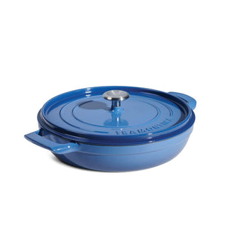 Enamelled Cast Iron Saute Helper Handles 30cm Blue