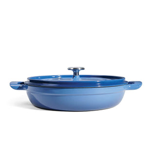 Enamelled Cast Iron Saute Helper Handles 30cm Blue