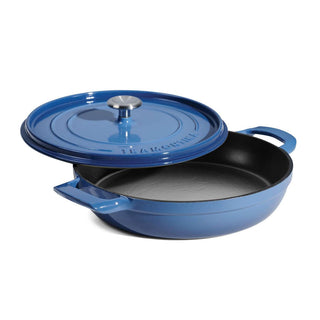 Enamelled Cast Iron Saute Helper Handles 30cm Blue