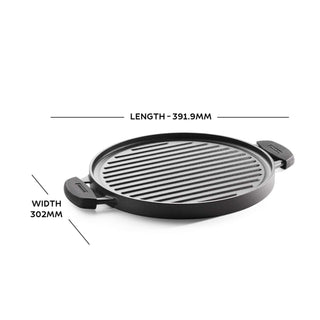 Pre-seasoned Cast Iron Double Sided 2 in 1 Griddle Pan 30 cm