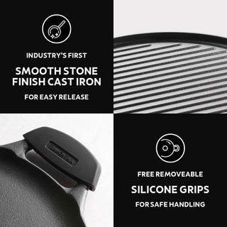 Pre-seasoned Cast Iron Double Sided 2 in 1 Griddle Pan 30 cm