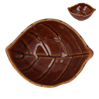 Brown Leaf Stoneware Mini Dish