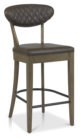 Ellipse Fumed Oak Upholstered Bar Stool in Old West Vintage