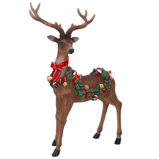 Stag with Wreath Saddle Resin Ornament