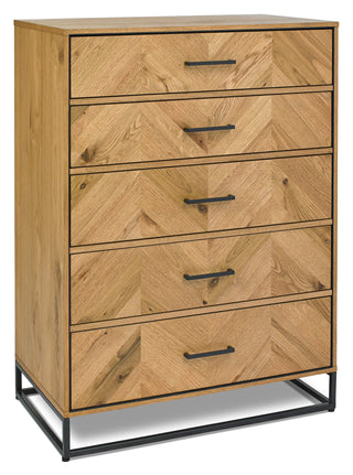 Riva Rustic Oak 5 Drawer Tall Chest