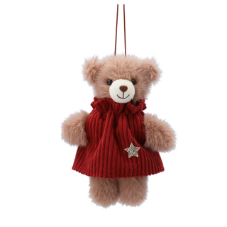 Mrs Teddy in Corduroy Outfit Tree Decoration