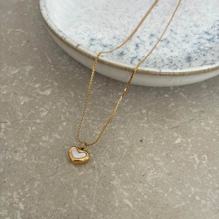 Tarnish Resistant Pearlescent Heart Necklace
