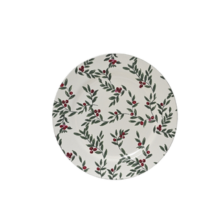 Green Leaf with Red Berries Plate